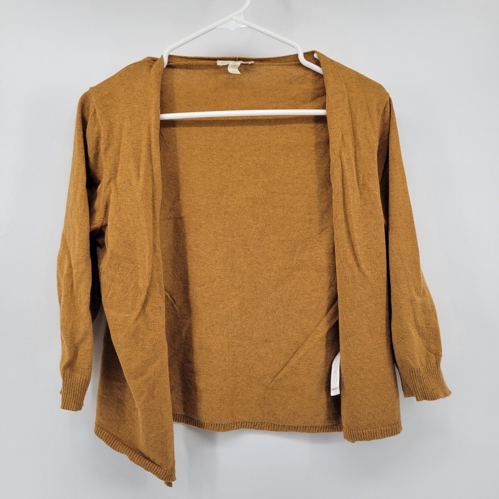 Eileen Fisher Mustard Brown Open-Front Cardigan